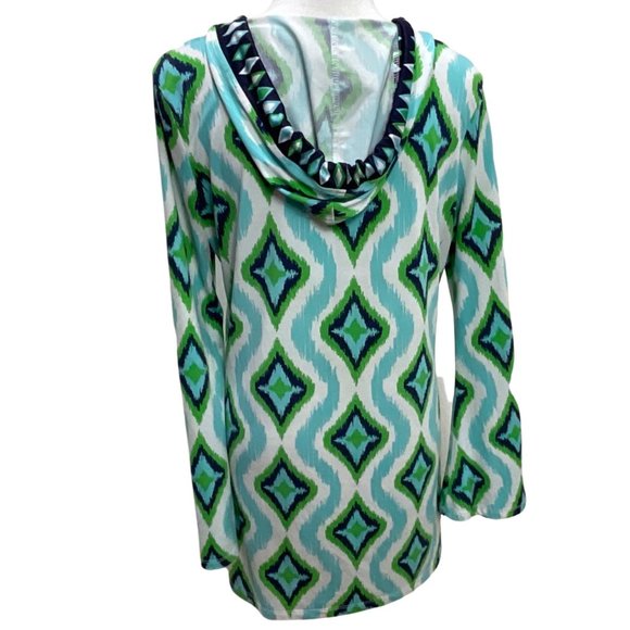 Macbeth Collection by Margaret Jospeh's Cover-up Size M Geometric Pattern Hooded - Picture 2 of 8